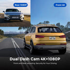 UHD 4K WiFi Dash Cam Dual Lens Driving Recorder Car DVR Optional 1080P Rear Lens Camera GPS 24H Parking Monitoring Black Box Car Mobile World