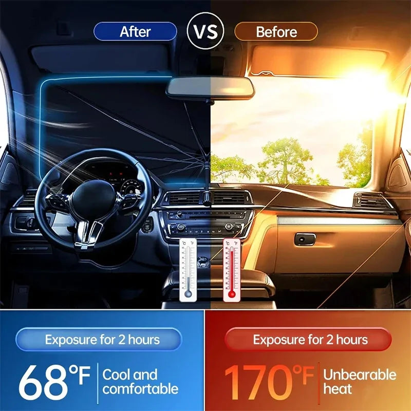 Folding Car Sunshade Umbrella Front Windshield Heat Insulation Sun Protector for Vehicle Interior Summer Travel Car Accessories