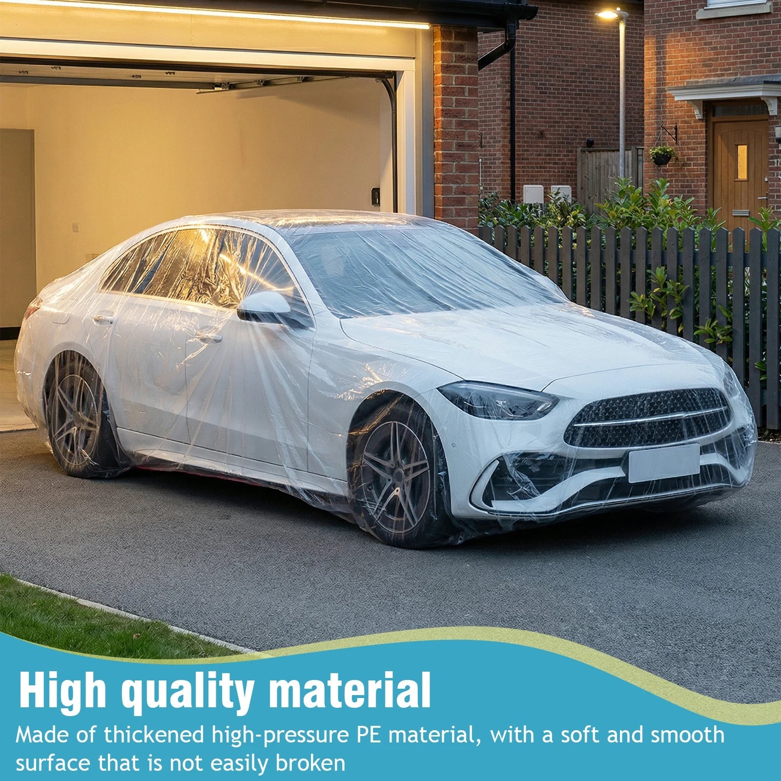 50 Packs Disposable Plastic Car Cover for Snow Van Dust Cover with Elastic Band (12.5x21.6 Ft) for SUV Sedan and More CM World