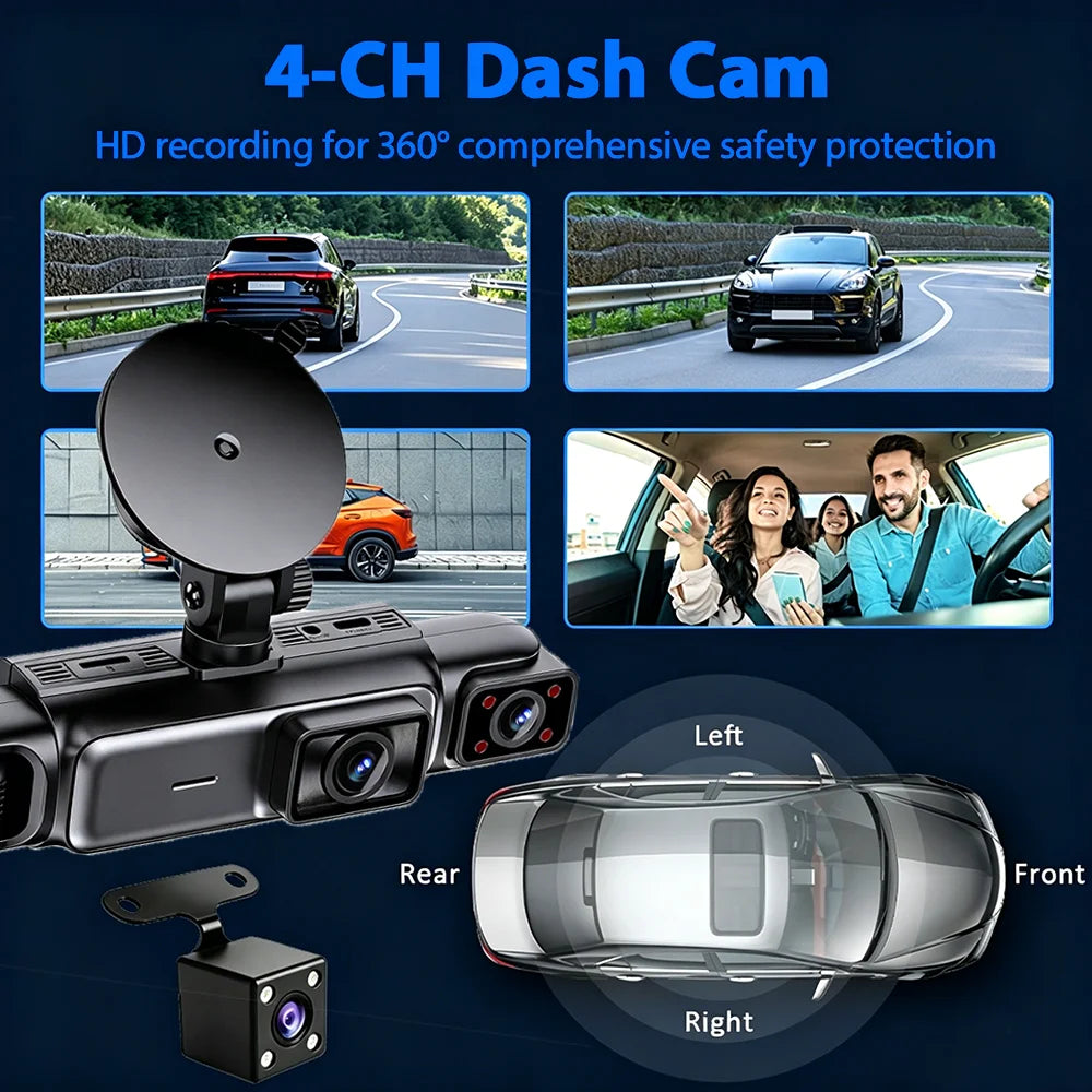 Car DVR Dash Cam 3/4 Lens Black Box FHD 1080P Night Vision 24h Parking G-Sensor Loop Recording Video Recorder Car Cameras Car Mobile World