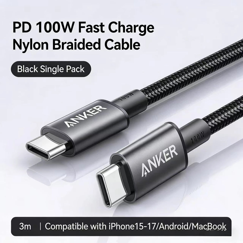 ANKER Applicable to Apple 17/16/15 Pro Max Charging Cable Dual Type-C Data Cable 100W /140W Super Fast Charging Line