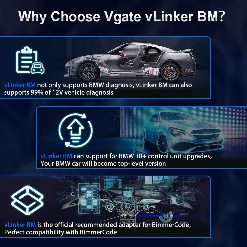 Vgate vLinker BM ELM327 For BMW Scanner Wifi Bluetooth 4.0 OBD2 OBD 2 Car Diagnostic Auto Scan Tool Bimmercode ELM 327 V1.5 V1 5 Car Mobile World