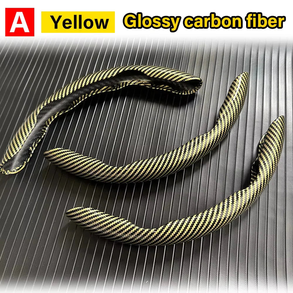 3PCS Carbon Fiber Car Round Steering Wheel Cover Non-Slip Steering Cover Protector Anti Dust Washable Interior Auto Accessories CM World