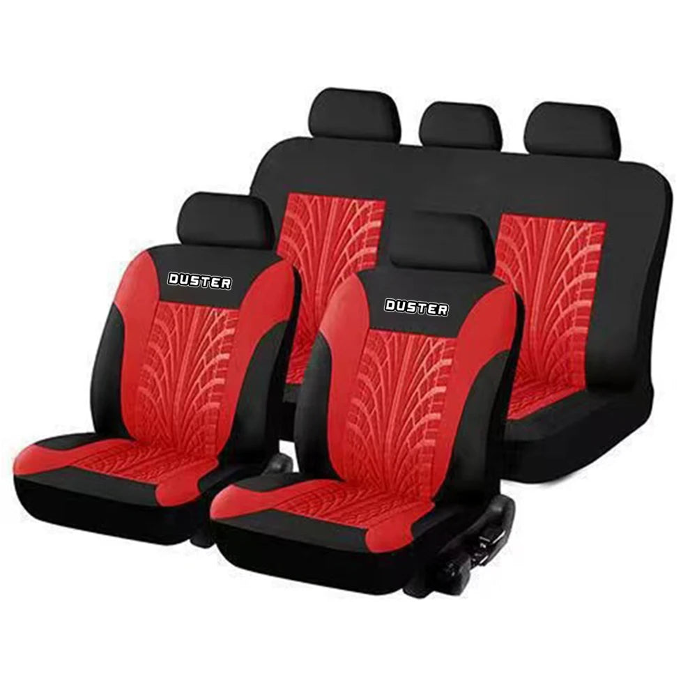 Universal Car Seat Covers Full Set Fit Front Rear Auto Seat Protector Tire Track Pattern for Cars SUV