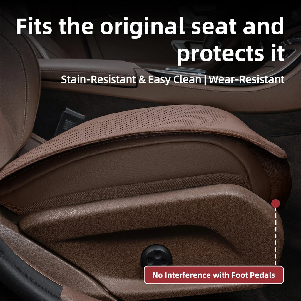 Four-Season Universal Car Seat Cushion Pu Leather Protective Pad Perforated Breathable Integrated Half-Cover Front and Rear Seat Cover Car Interior Accessories Black Red Mocha Brown Orange CM World