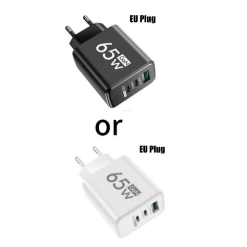 GAN Fast Charging 65W USB European plug qc3.0 EU KR PD Fast charging head is suitable for Xiaomi Huawei Samsung mobile phone cha Car Mobile World
