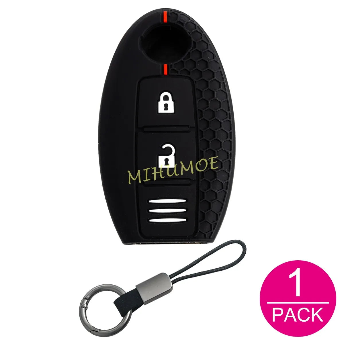 For Nissan Car Key Fob Case Cover Chain Ring X-Trail Qashqai Kicks Murano Note Micra 370Z Juke Leaf Silicone Black 2 Buttons CM World