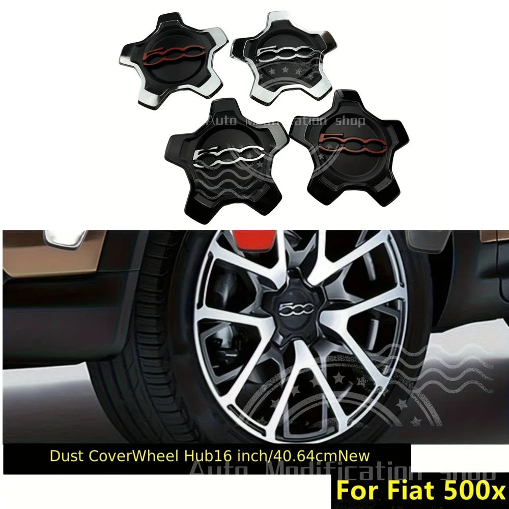 For Fiat 500x 2016-2022 Hubcap Cupping Wheels Centre 16 inch Hub Caps Set Dust Cover Wheel Hub Cap Replacement 735626312