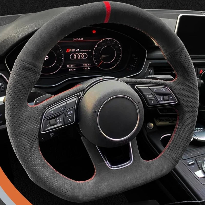 Customized Car Steering Wheel Cover Non-Slip Suede Leather Braid For Audi A3 (8V) A4 (B9) Avant A5 (F5) A1 (8X) Sportback Q2 CM World