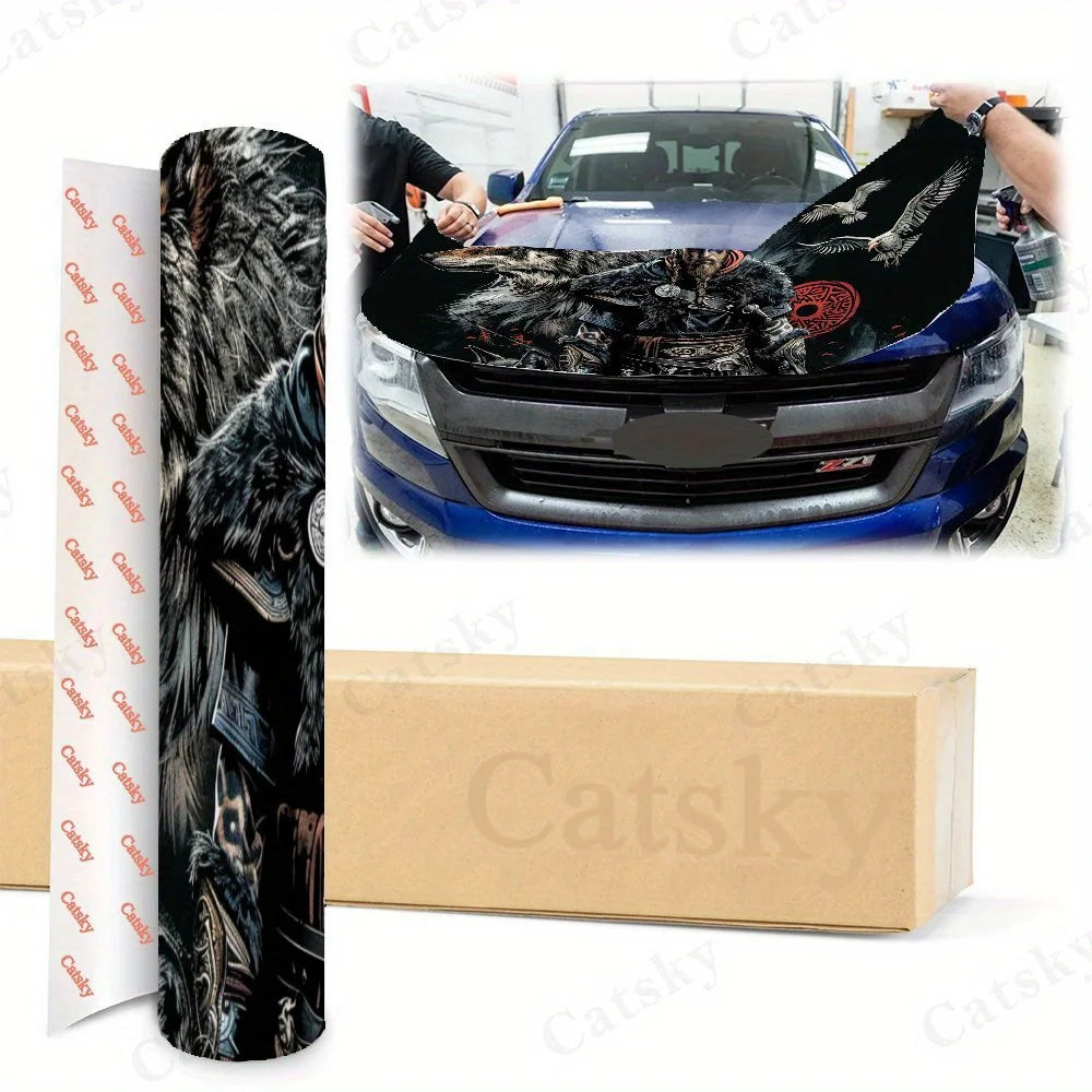 Legendary Warrior PVC Car Vinyl Wraps, Self-Adhesive Waterproof Car Hood Decal Sticker, Car Decoration Protection Stickers for T