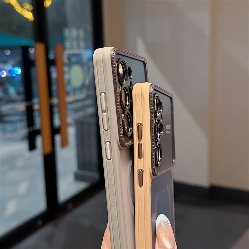 Luxury Translucent For Magsafe Magnetic Phone Case For Samsung Galaxy S25 S24 S26 Ultra Metal Camera Protection Matte Hard Cover Car Mobile World