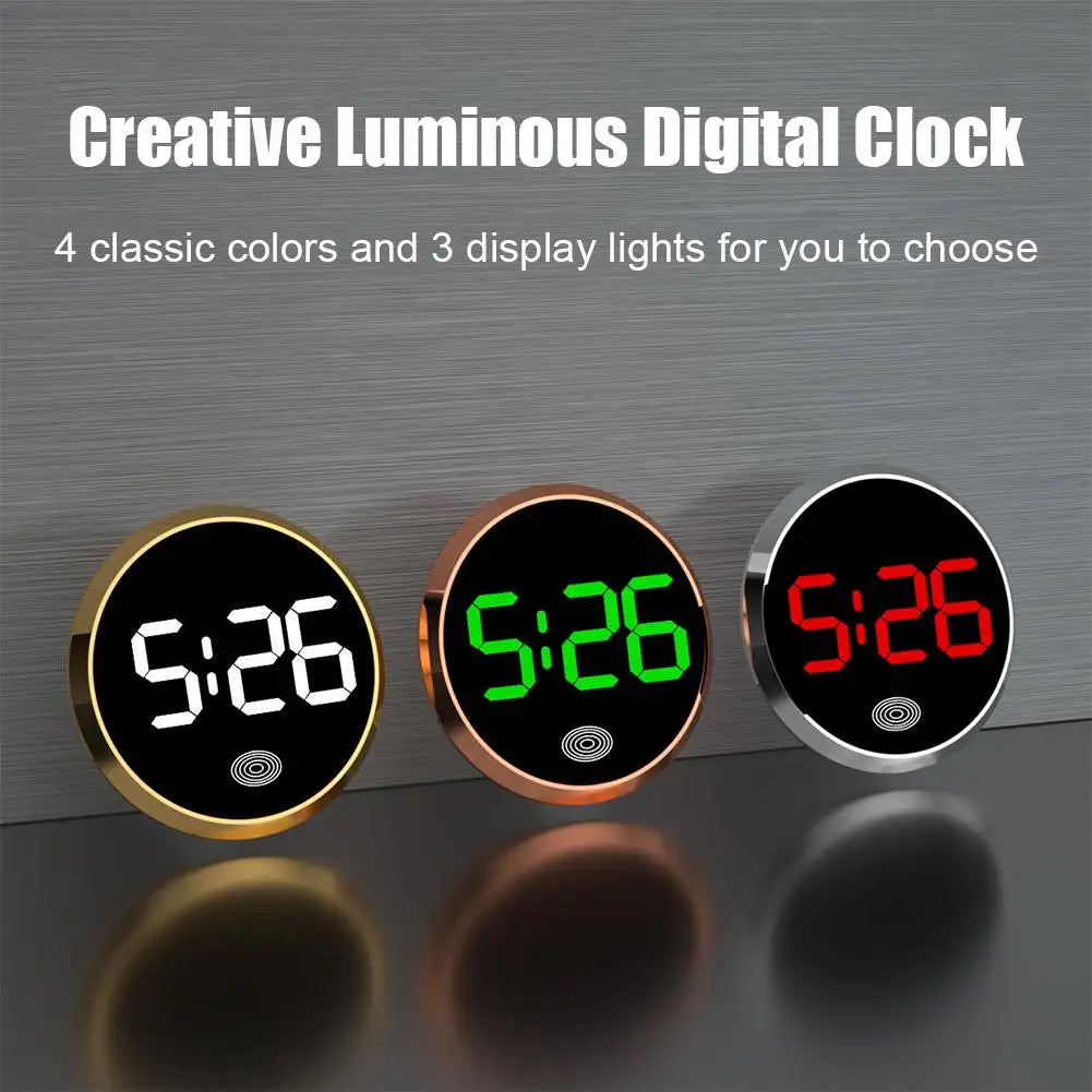 Car Luminous LED Digital Clock Touch Type Electronic Watch Vehicle Car Supplies Stick-On Mini Clocks Cars Accessories ﻿