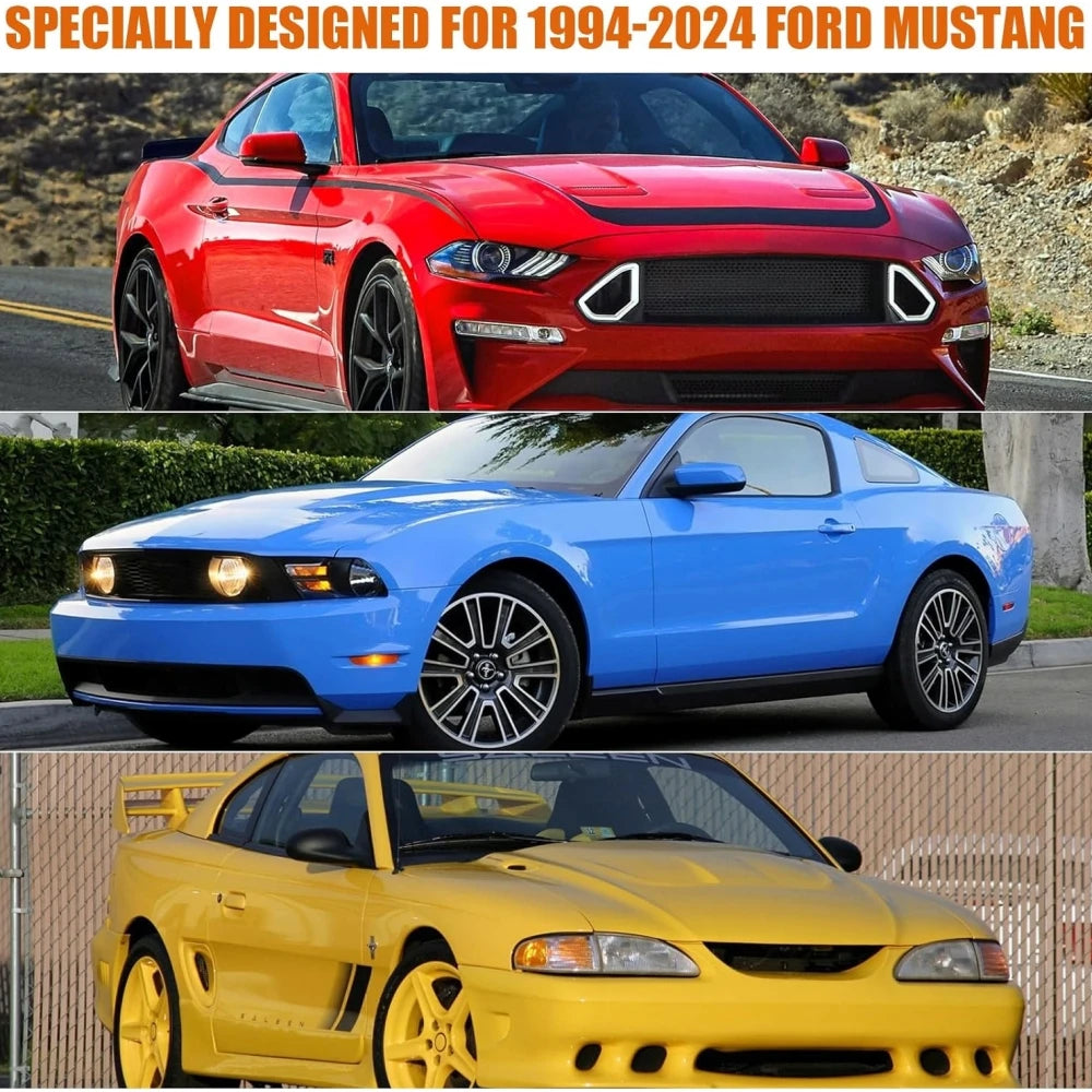 Waterproof Car Cover Fit 2005-2024 Ford Mustang with Zipper Door & Windproof Bands  for Snow Rain Dust Hail Protection