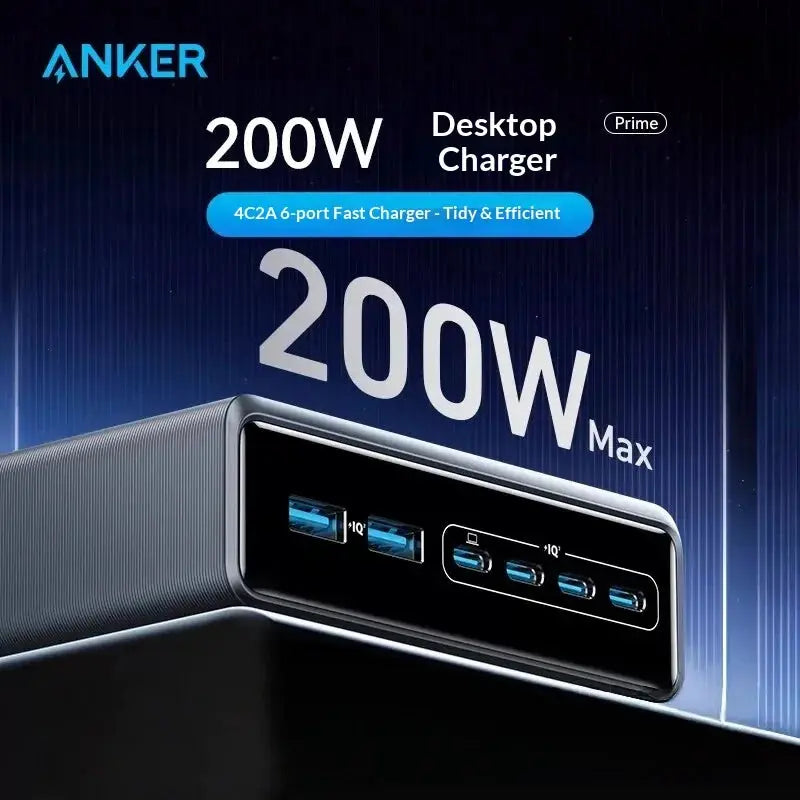 Anker Prime 250w Gan Multi Port Desktop Charging Station Digital Display Fast Charge Protocol Supported For Various Types Phone Car Mobile World