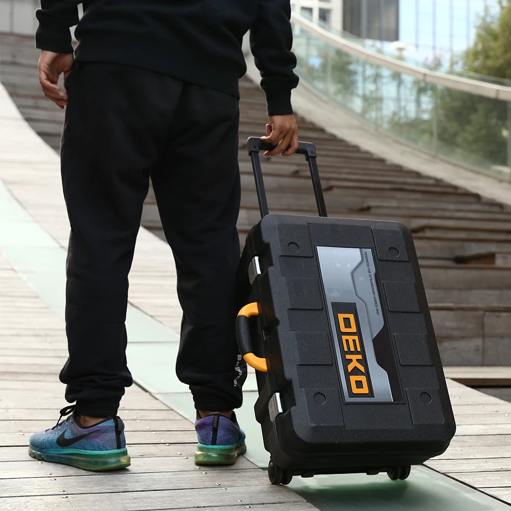 DEKO 258pcs Home DIY Hand Tool Set Professional Hand Tool Luggage Three-layer Rolling Portable Storage Box CM World