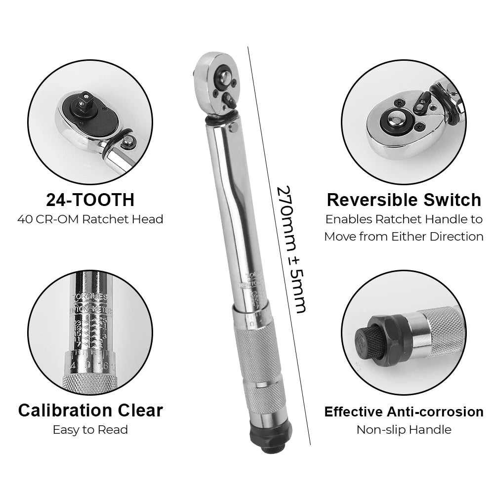 1/4'' Drive Adjustable Torque Wrench Professional 5-25N.m Micrometer Car Bike Motorbike Disassembly Tool Spanner Hand Tool