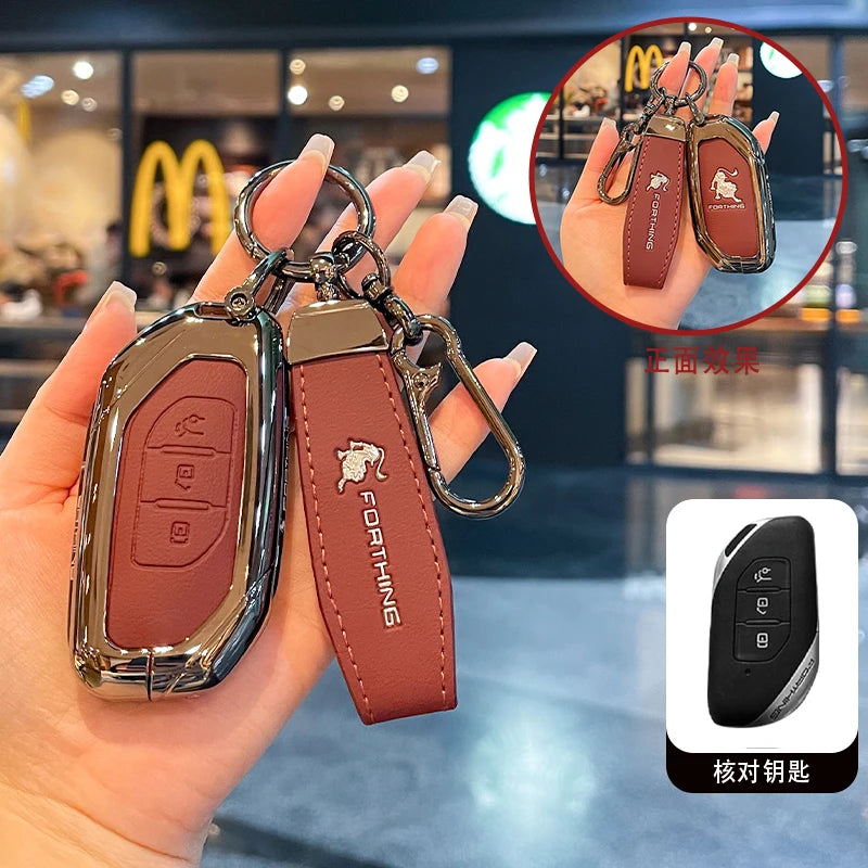 Car Key Case Bag Holder Key Protective Cover For Dongfeng Fengxing Forthing T5 EVO 2021 Keychain