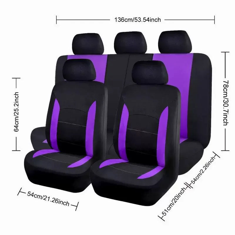 Women's Car Interior 37-Piece Set - Polyester Seat Covers, PU Steering Wheel Cover, Shoulder Pads, Decorative Strips  etc CM World