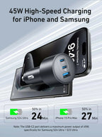 Anker USB-C Car Charger, 167.5W Max 3-Port Fast Car Charger, for MacBook Pro/Air, iPhone 15/14 / 13 Series, Samsung S24 / S23, Car Mobile World