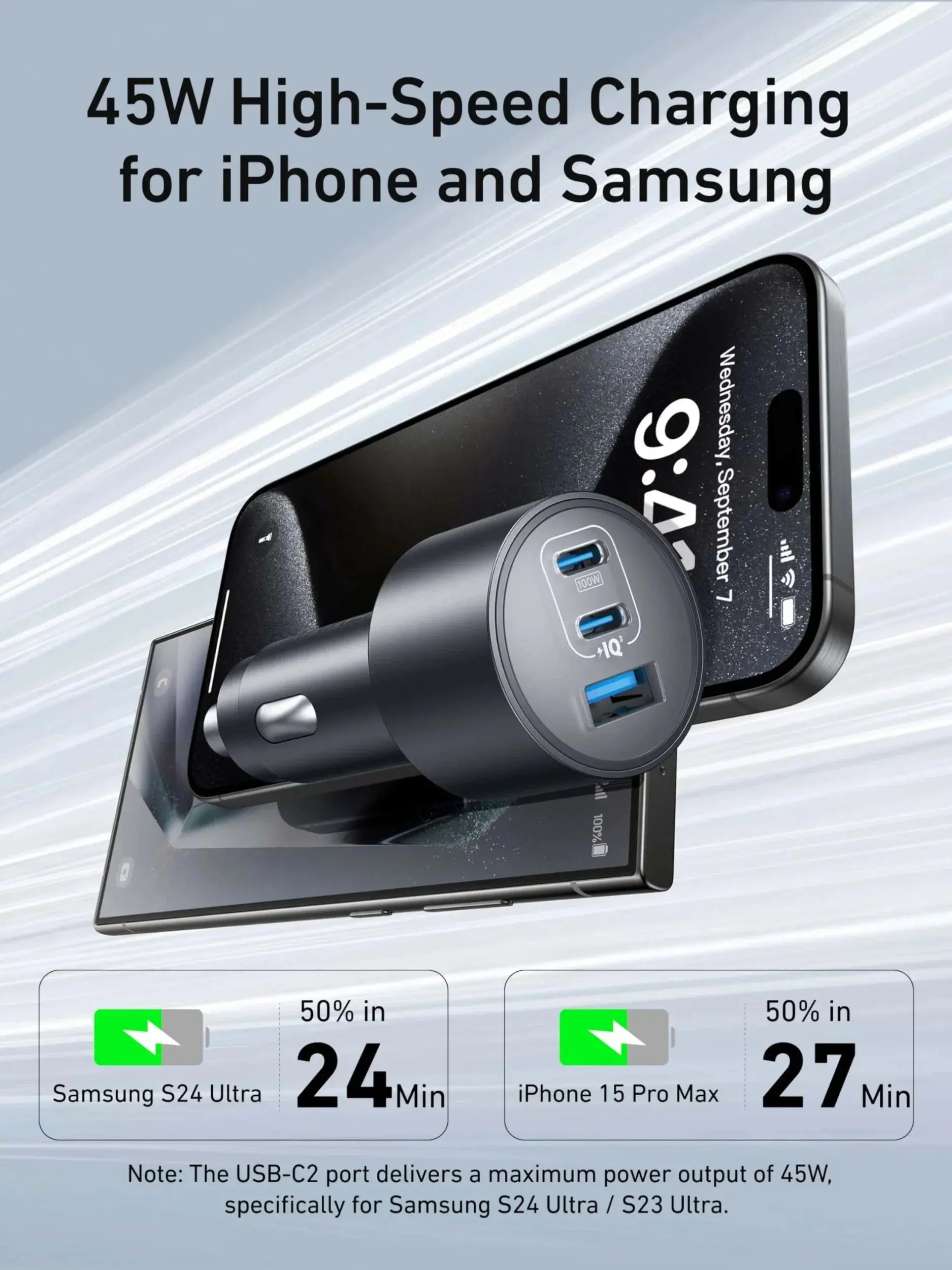 Anker USB-C Car Charger, 167.5W Max 3-Port Fast Car Charger, for MacBook Pro/Air, iPhone 15/14 / 13 Series, Samsung S24 / S23, Car Mobile World