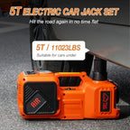 Electric Car Jack Kit with Hydraulic Lift 5-Ton Tire Inflator and Impact Wrench Heavy-Duty 12V Floor Jack for Sedans SUVs MPVs CM World