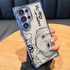 Anime Cute Rem Emilia For Samsung S26 S25 Edge S24 S23 S22 S21 S20 FE Ultra Plus Lite Plating Anti-Fall Phone Case