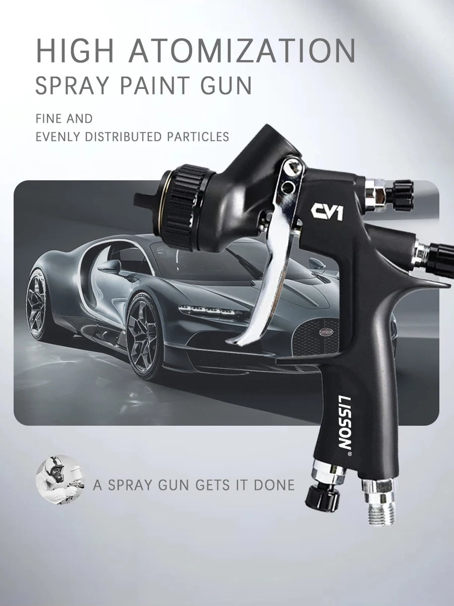 CV1 High Quality Spray Gun Lisson Car Paint Spray Gun 1.3mm Nozzle Paint Gun Water Based Air Spray Gun Airbrush CM World