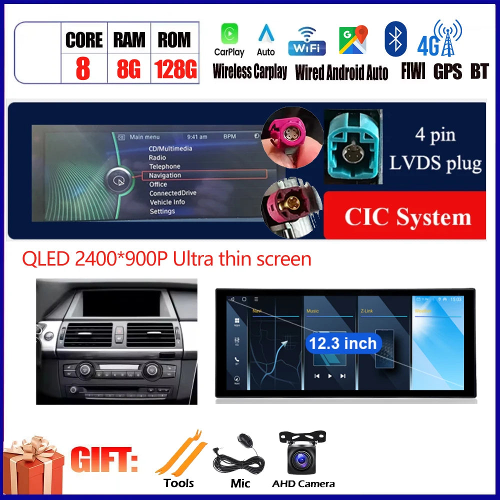 Car Accessories For BMW X5 E70 X6 E71 2008 - 2013 QLED 4G DSP Carplay Android Auto Car Radio Multimedia Player GPS Navi BT WiFi CM World