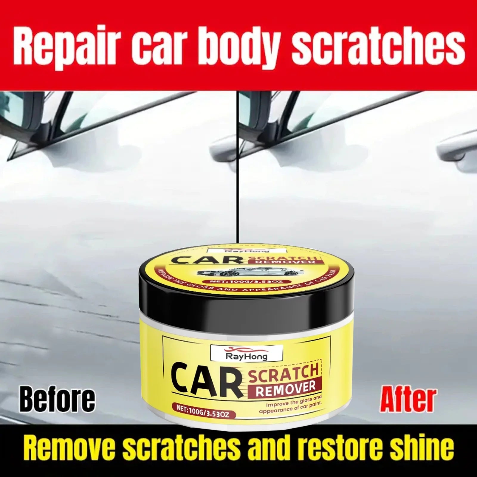 100g NanoTech Scratch Remover Wax - 3Min Repair/Color-Adaptive, No Tools & HydroShield UV Protection CM World