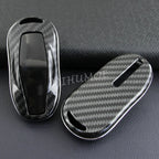 For Tesla Model 3 Y S Carbon Fiber Car Key Fob Cover Case Chain Ring Shell 2018 2019 2020 2021 2022 2023 2024 CM World