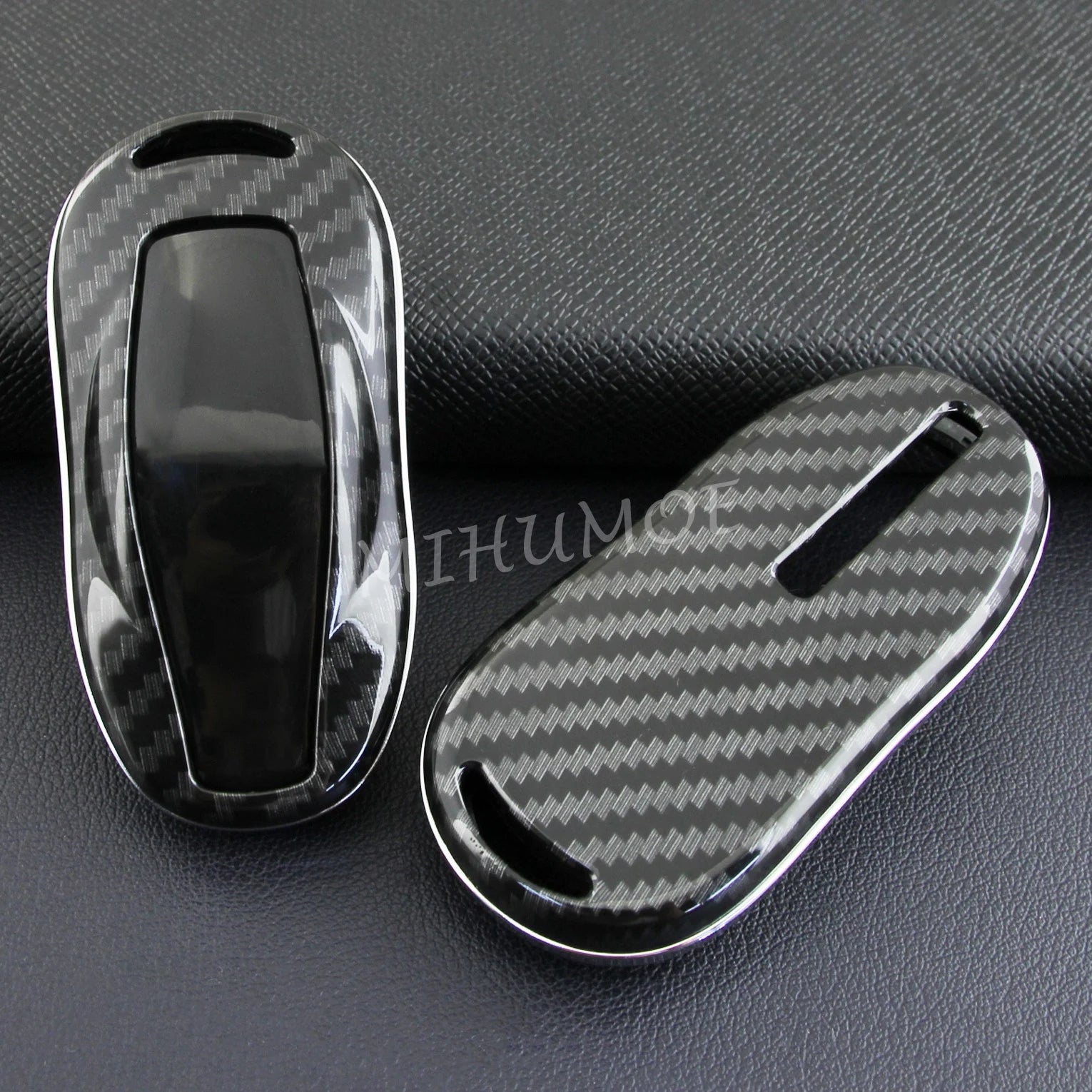 For Tesla Model 3 Y S Carbon Fiber Car Key Fob Cover Case Chain Ring Shell 2018 2019 2020 2021 2022 2023 2024 CM World