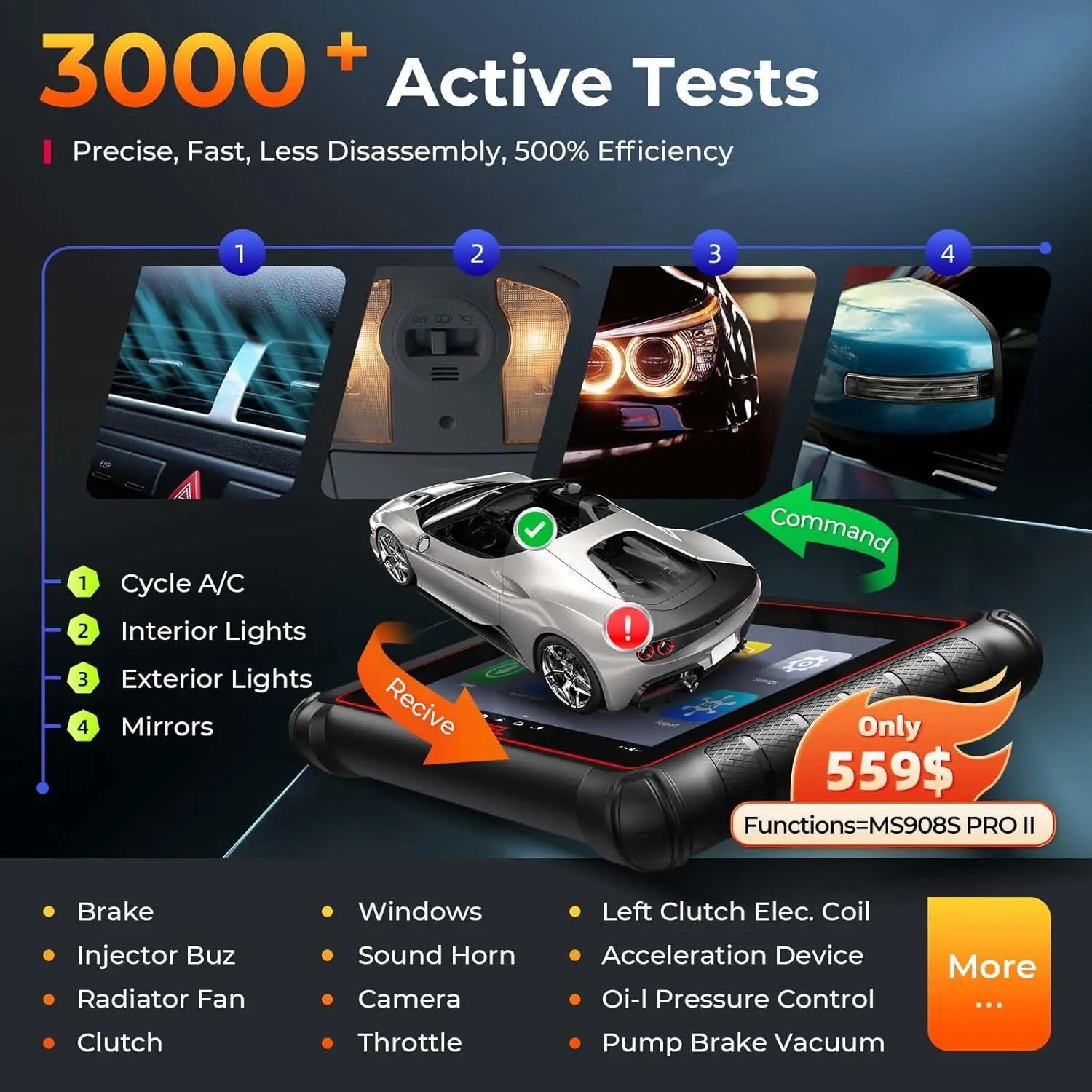 Autel Scanner MaxiCOM MK900 MX900 Bidirectional Diagnostic Tool as MK900BT Pro CAN-FD&DOIP Automotive Diagnostic Scanner FCA CM World