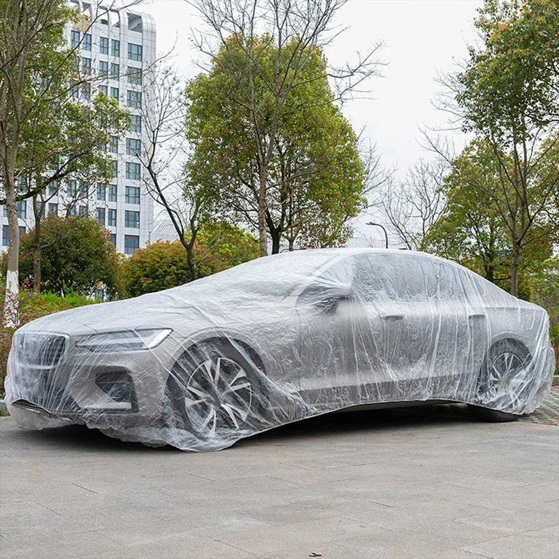 Universal Car Shield Cover PE Transparent Covers With Elastic Band Rain Dust Resistant Scratch-Proof Full Car Protective Shield CM World