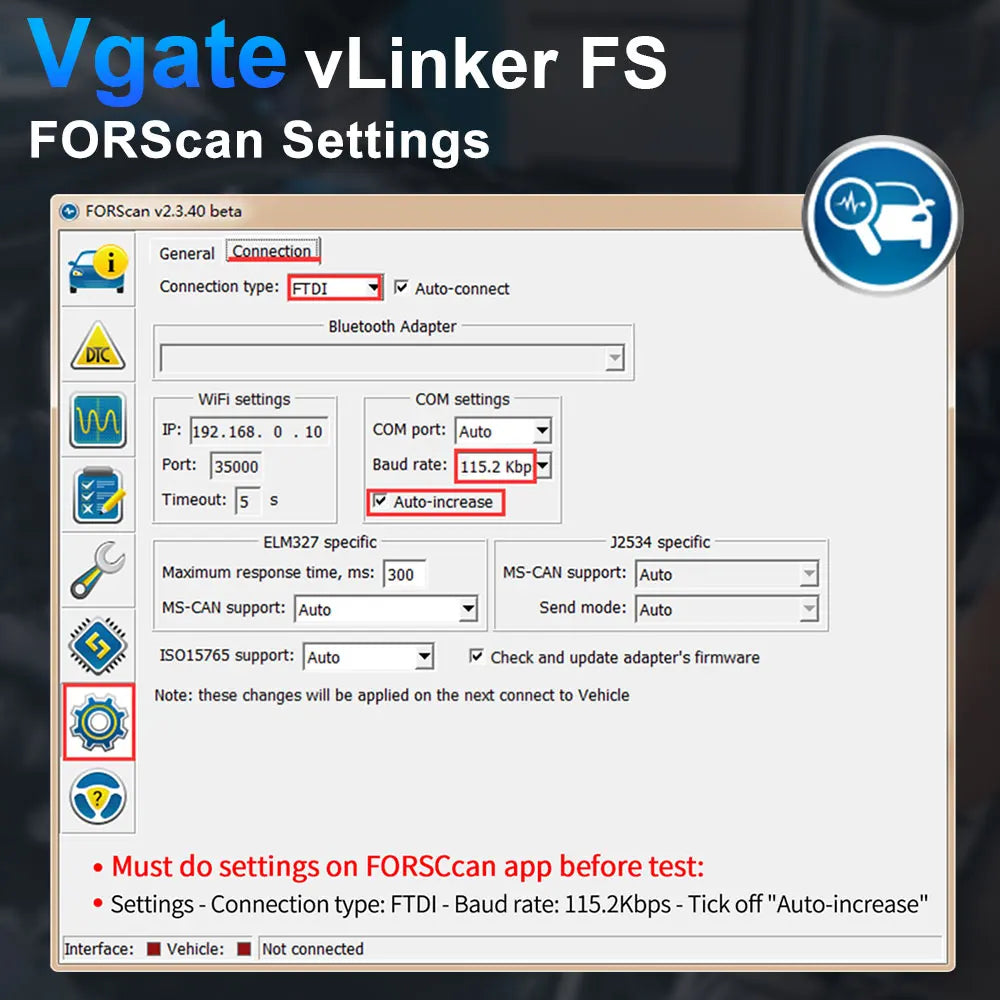 Vgate VLinker FS USB ELM327 HS-CAN MS-CAN For Ford FORScan OBD2 Car Diagnostic Tools OBDII Scanner