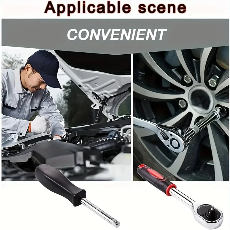 46pcs 1/4 Inch Drive Socket Set for Motor Ratchet Wrench Set Motorcycle Tool Kit, Bit Socket Wrench Set Metric Mechanic Tool Set CM World