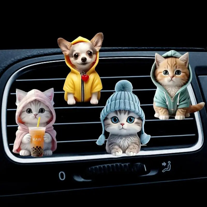 Cat Car Air Freshener Vent Clip Cute Animal Shape Long Lasting Perfume Interior Accessories for Vehicle Dashboard Decoration