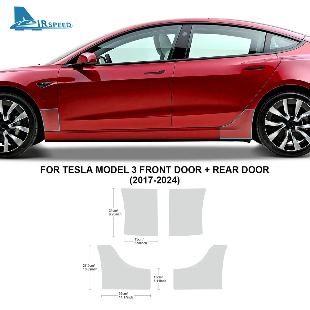 For Tesla Model 3 2017-2024 Door Edge Guard Clear TPU Paint Protection Film Anti Scratch 4PCS Front Rear Kit Invisible Shield Car Mobile World
