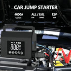 HIEHA 2026 4000A Car Jump Starter, 15000mAh Power Bank, 150PSI Portable Tire Inflator Air Compressor Power Bank With LED Light