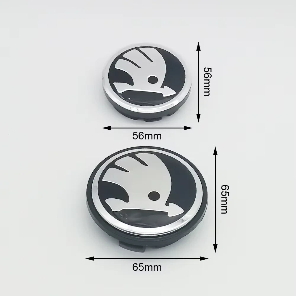 4pcs 56mm 65mm Green Black Chrome Car Wheel Center Caps for Skoda Rims Hubcaps Cover Emblem Badge Logo Auto Styling Accessories CM World