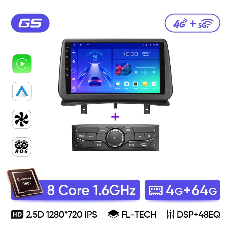 Ainavi Car Radio for Renault Clio 3 2005-2014 Wireless CarPlay Android Auto 4G Multimedia Player Navigation GPS 2din Autoradio CM World