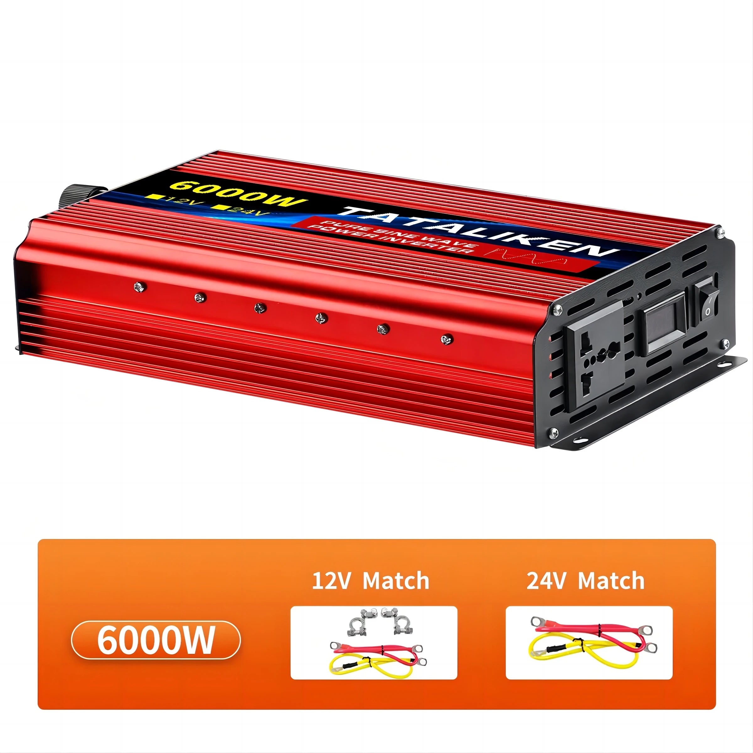 Pure Sine Wave Inverter 1000W-4000W DC 12V and 24V to AC 220V 50hz Power Inverter Charger  Adapter Universal Socket CM World