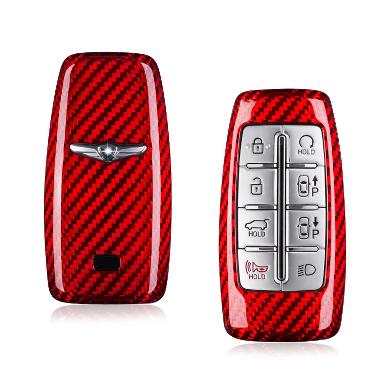 For 8 6 4 Button Genesis Key Cover Carbon Fiber Key Shell For Hyundai Genesis GV70 GV80 GV90 Key Case with Keychain Accessories CM World