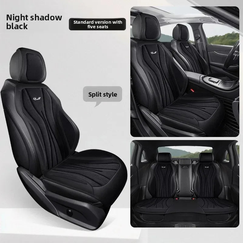 Luxury Suede Leather Car Seat Cover Full Set Non Slip Seat Cushion Car Accessories Interior Universal Car Seat Protective Covers CM World