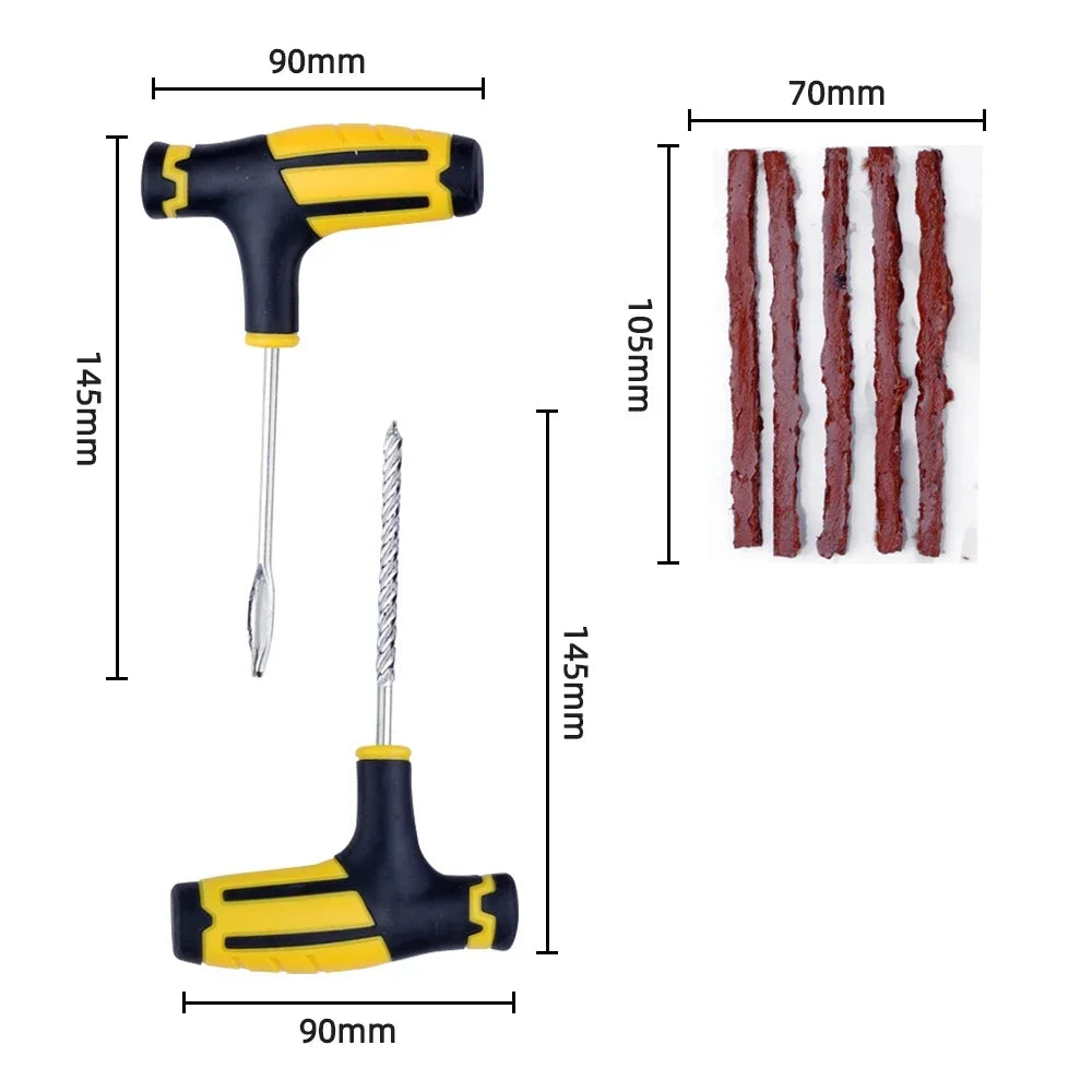 Car Tire Repair Kit Studding Tool with Rubber Strips Tool Puncture Plug Tool Set Glue Free Auto Motorcycle Repair Tire Film Nail CM World