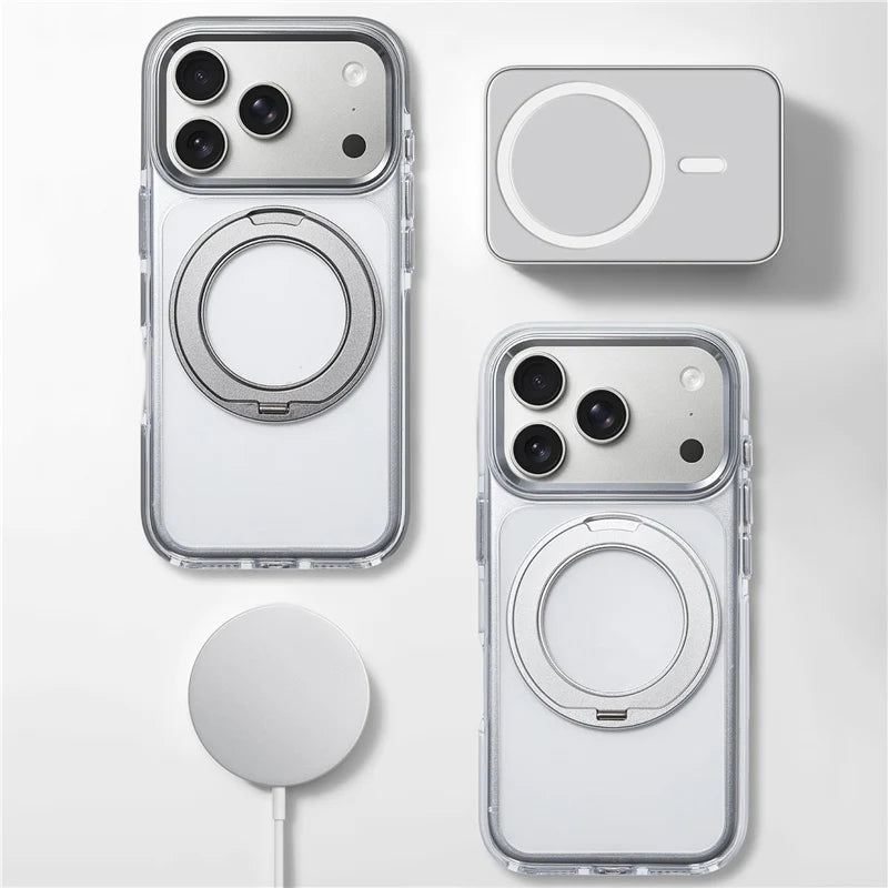 360° Magnetic Stand Case Cover for iPhone 17pro 17 17Pro Max Clear Shockproof for Magsafe Rotatable Magnet Kickstand Phone Case Car Mobile World