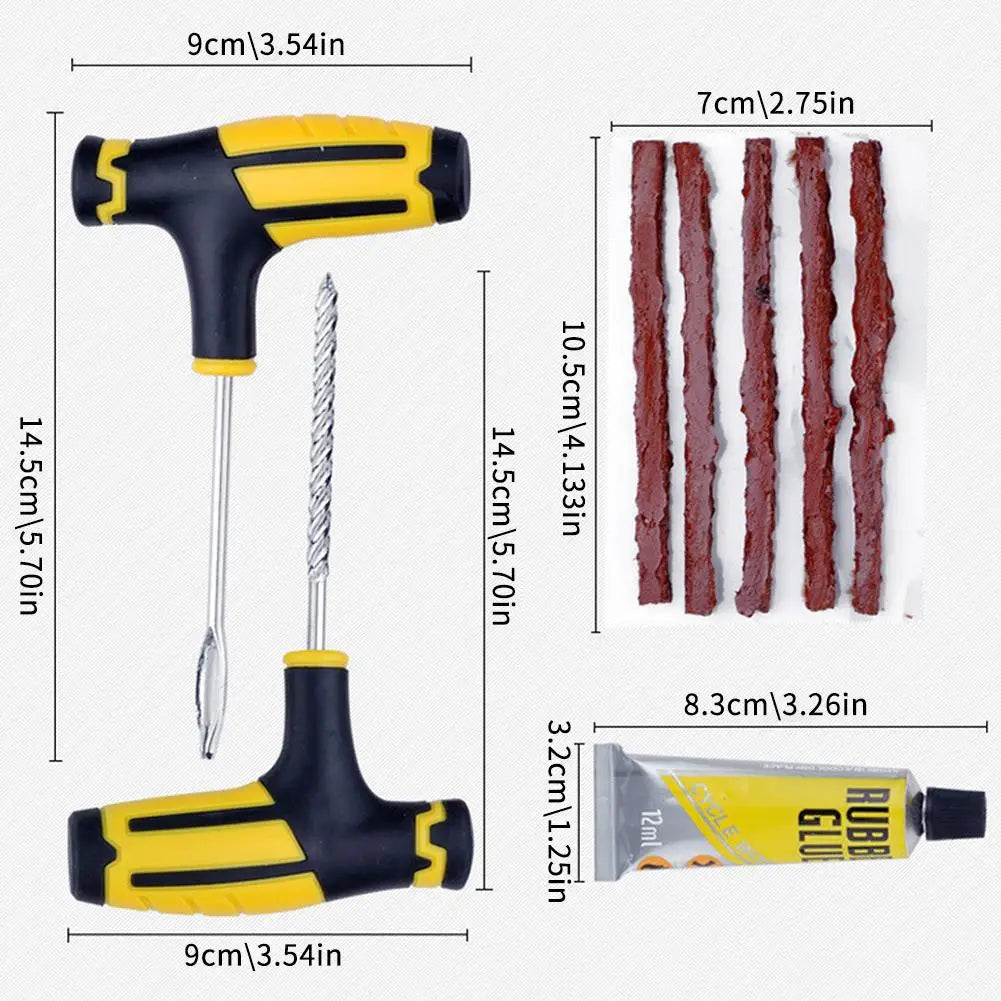 Car Tire Repair Tools Puncture Plug Tool Tire Puncture Emergency Treatment Outdoor General Tire Patch Stirring Glue Tool Set
