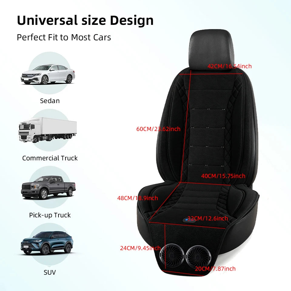 Car Ventilated Seat Cover, Universal Fit Cushion, Cool & Heating 2-in-1,Breathable Comfortable Cool Down Pad for Summer