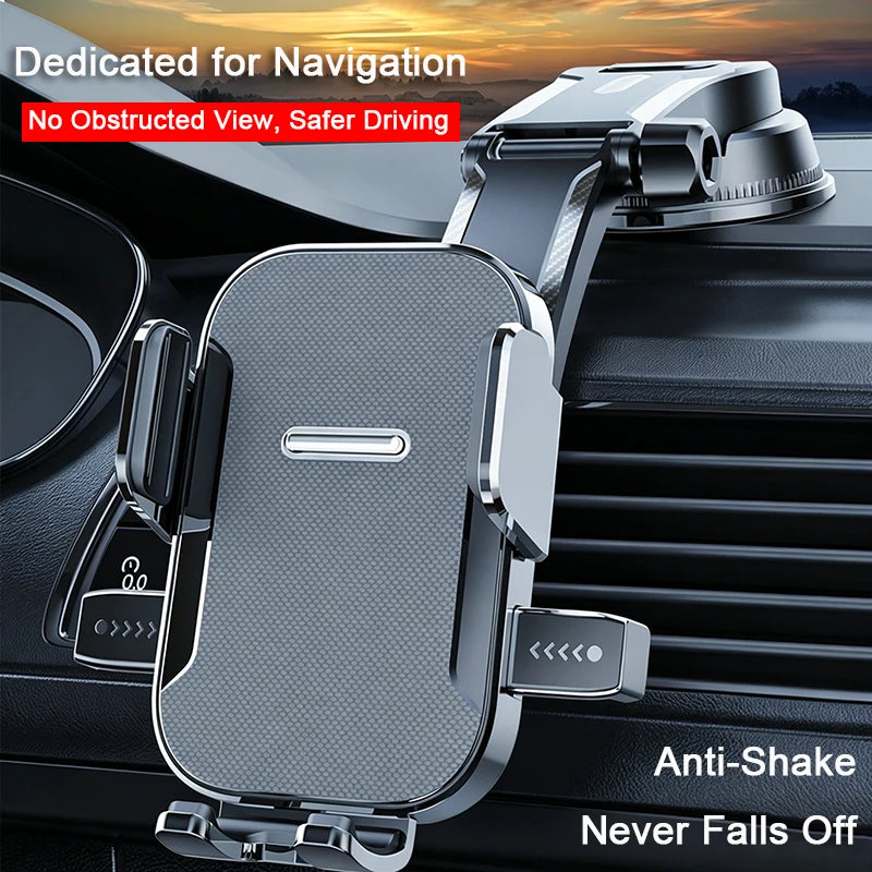 Universal Suction Cup Car Phone Holder Strong Vacuum Dashboard Windshield Desk Phone Stand 360Degree Rotatable Auto Gravity Lock
