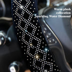 Rhinestone Car Steering Wheel Cover,Plush Universal Steering Wheel Covers,Car Decoration Accessories Shiny Steering Wheel Case