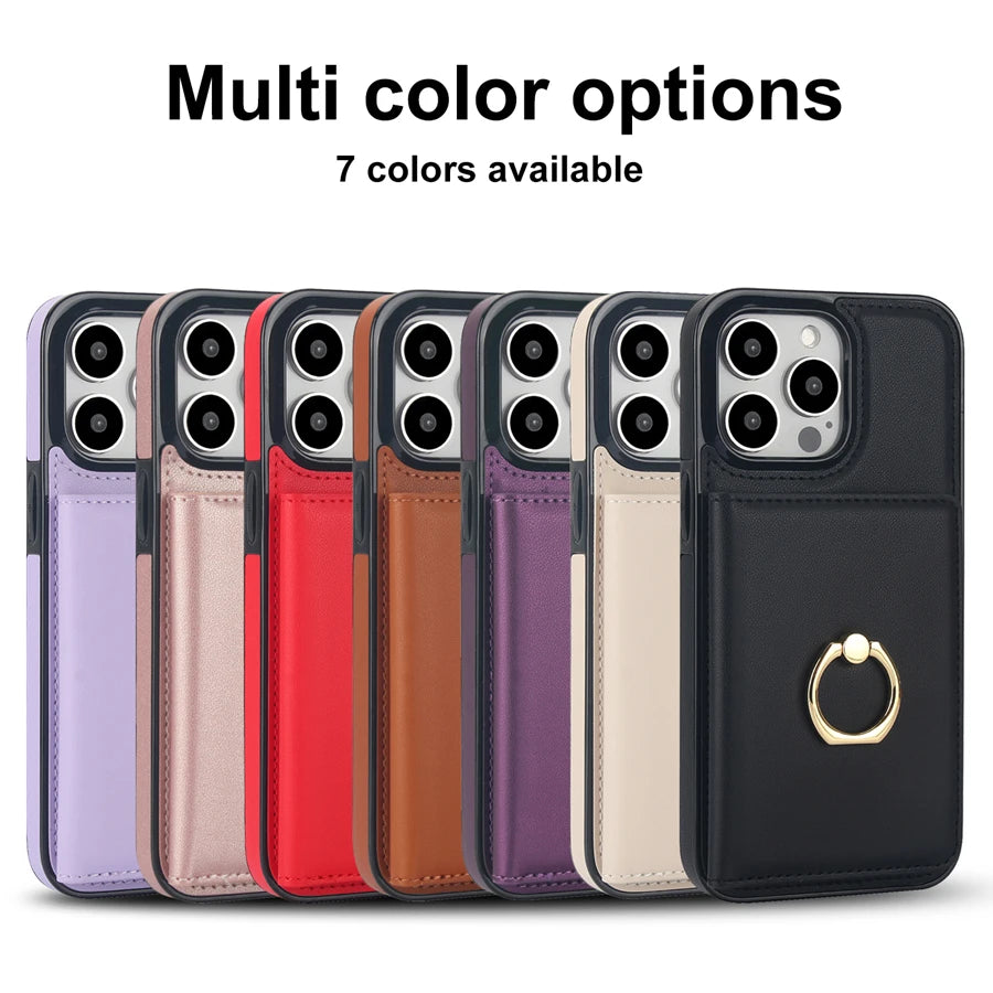 Wallet Card Slot RFID Blocking Kickstand Magnetic 360° Flip Leather Case For iPhone 17 Pro Max Air 16e 15 Plus 14 13 12 11 XR 8
